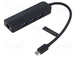 Hub USB; USB A socket x4,USB C socket,USB C plug; grey; 0.15m