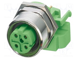 Connector: M12; socket; PIN: 4; female; 250V; straight; IP67; THT