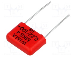 Capacitor: polyester; 220nF; 63VAC; 100VDC; Pitch: 10mm; ±5%