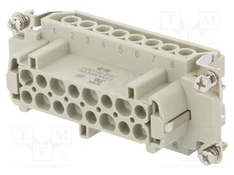 Connector: HDC; female; HE; PIN: 16; 16+PE; size 6; 16A; 500V