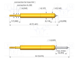 Test needle; Spring compression: 6mm; 10mm; 2A; steel; Ø: 2mm; 3.7N