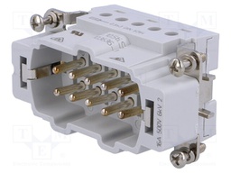 Connector: HDC; male; HTS HE; PIN: 10; 10+PE; size 4; 16A; 400V