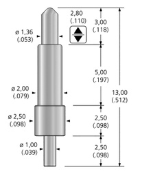 Test needle; Operational spring compression: 1.52mm; 7A; L: 13mm