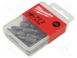 Screwdriver bit; Pozidriv®; PZ2; Overall len: 25mm; 25pcs.