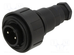 Connector: circular; plug; male; PIN: 2; 12A; 277V; IP68,IP69K; 6÷8mm