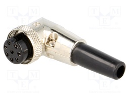 Plug; microphone; female; PIN: 8; for cable; angled 90°; 6mm