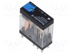 Relay: electromagnetic; DPDT; Ucoil: 12VDC; 5A; max.250VAC; socket