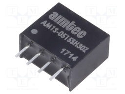 Converter: DC/DC; 1W; Uin: 4.5÷5.5V; 15VDC; Iout: 67mA; SIP4; 1.8g