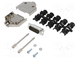 D-Sub; PIN: 15; male; shielded,metalized; straight; screw terminal