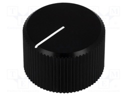 Knob; with pointer; aluminium; Shaft d: 6mm; Ø24x15mm; black