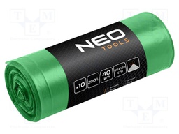Trash bags; green; with tape; 200l; 10pcs.