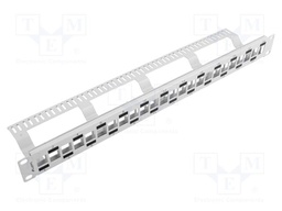 Patch panel; white; Number of ports: 24; rack 19"; RACK; Height: 1U