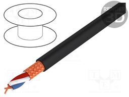 Wire: microphone cable; black; Cu; PVC; -30÷70°C; Ø6.5mm; shielded