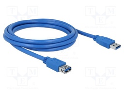 Cable; USB A socket,USB A plug; gold-plated; 2m; blue; Cu; 5Gbps