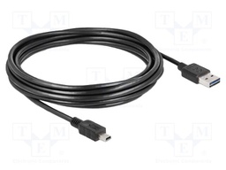 Cable; USB 2.0; USB A plug double sided,USB B mini plug; 5m
