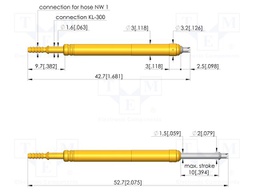 Test needle; Spring compression: 6mm; 10mm; 2A; steel; Ø: 1.3mm