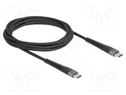 Cable; USB 2.0; USB C plug,both sides; 2m; black; 22AWG,30AWG