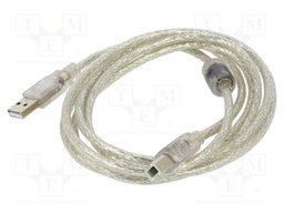 Cable; USB 2.0; USB A plug,USB B plug; gold-plated; 1.8m; Core: Cu