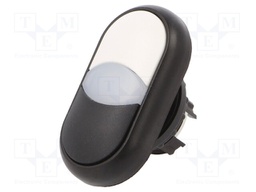 Switch: double; Stabl.pos: 1; 22mm; white/black; IP66; Pos: 2