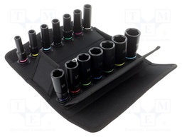 Kit: socket bits; 6-angles,socket spanner; impact wrench; L: 63mm