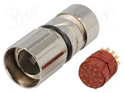 Connector: M23; plug; PIN: 17; female; soldering; for cable; 7A; IP68