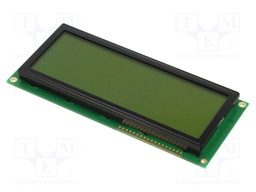 Display: LCD; alphanumeric; STN Positive; 20x4; yellow-green; LED