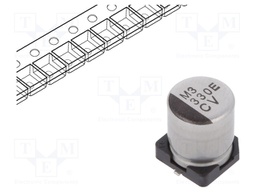 Capacitor: electrolytic; low impedance; SMD; 330uF; 25VDC; ±20%