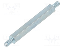 Screwed spacer sleeve; 35mm; Ext.thread: M3; hexagonal; steel