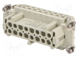 Connector: HDC; contact insert; female; DE; PIN: 16; 16+PE; 16A; 500V