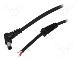Cable; wires,DC 5,5/2,5 plug; angled; 1mm2; black; 2.5m; -20÷70°C