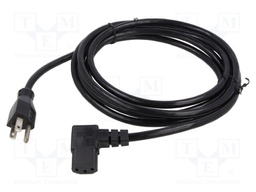 Cable; IEC C13 female 90°,NEMA 5-15 (B) plug; PVC; 2.3m; black