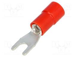 Fork terminal; M3; Ø: 3.2mm; 0.25÷1.5mm2; crimped; for cable; red