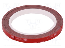 Tape: fixing; W: 9mm; L: 5m; D: 0.6mm; acrylic; grey; max.230°C; 25N/cm