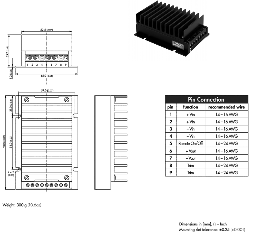 Converter: DC/DC; 150W; Uin: 9÷36V; 24VDC; Iout: 6.3A; 98x65x35.7mm