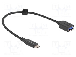 Cable; USB A socket,USB C plug; 0.25m; black; 26AWG,32AWG; 10Gbps