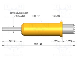 Test needle; Spring compression: 4mm; 5mm; 8A; steel; Ø: 4mm; 3N