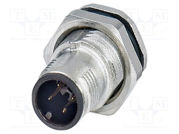 Connector: M12; socket; PIN: 4; male; 250V; straight; THT; A code