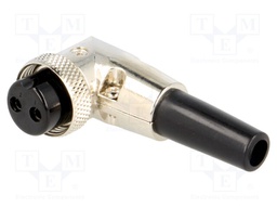 Plug; microphone; female; PIN: 2; for cable; angled 90°; 6mm