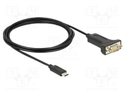 USB to RS232 converter; D-Sub 9pin plug,USB C plug; 2m; black