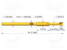 Test needle; Spring compression: 4mm; 5mm; 5A; steel; gold-plated