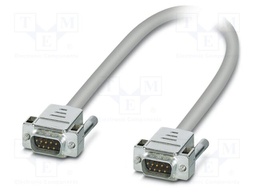 Cable; D-Sub 9pin plug,both sides; PVC; Len: 2m; grey; Core: Cu