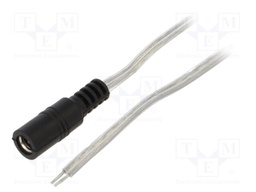 Cable; wires,DC 5,5/2,5 socket; straight; 0.5mm2; transparent; 2m
