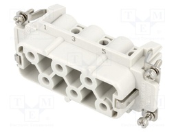 Connector: HDC; contact insert; female; S-HSB; PIN: 6; 6+PE; 35A