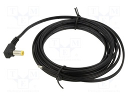 Cable; 2x0.52mm2; DC 5,5/2,1 plug; angled; black; 3m; -25÷70°C