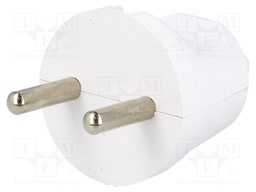 Connector: AC supply; plug; Layout: 2P; Type: round; white; 230VAC