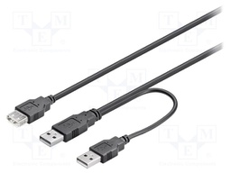 Cable; High Speed,USB 2.0; USB A socket,USB A plug x2; 0.3m
