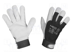 Protective gloves; Size: 8; black-white; natural leather