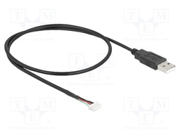 Cable; USB 2.0; USB A plug,5pin pin header; 0.6m; 28AWG; black