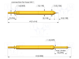 Test needle; Spring compression: 6mm; 10mm; 10A; steel; Ø: 2mm; 1.1N