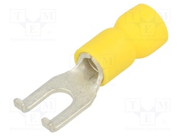 Fork terminal; M4; Ø: 4.32mm; crimped; for cable; insulated; yellow